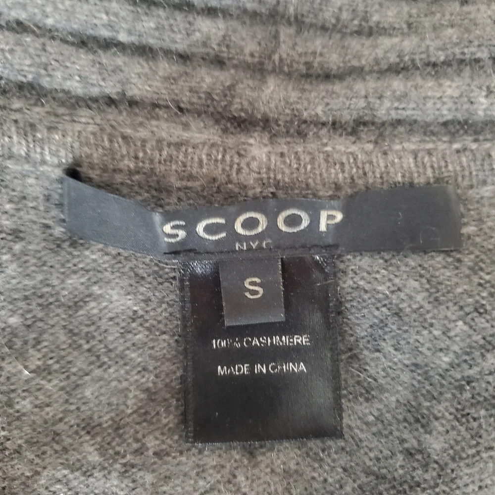 ♡ Scoop NYC Cashmere Gray Cardigan with Ribbed Shawl Collar Size Small - Picture 2 of 9